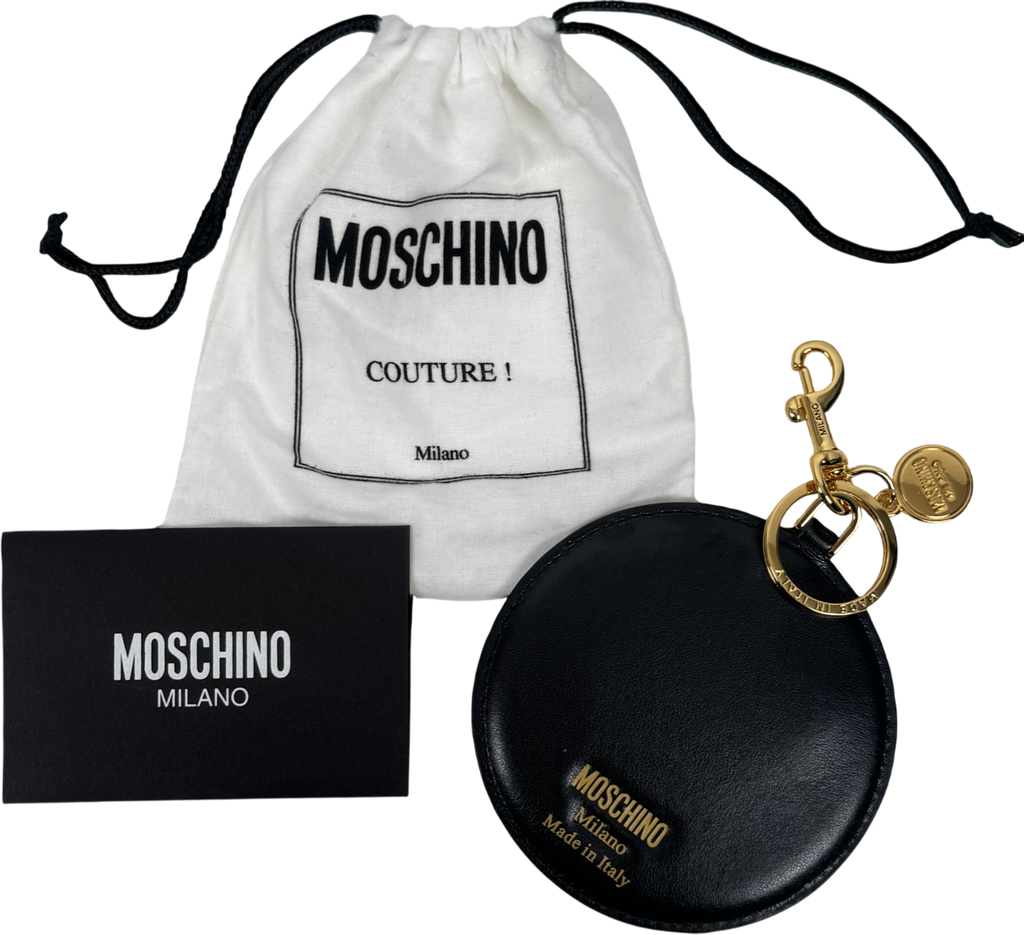 MOSCHINO Black Big Heart Calfskin Bag Charm / Keychain One Size