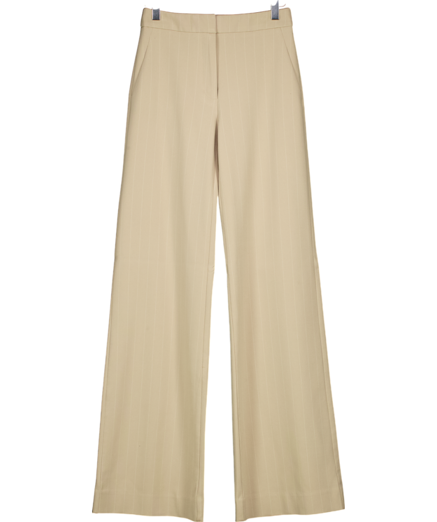 kookai Beige Pinstripe Wide Leg Trousers UK 6