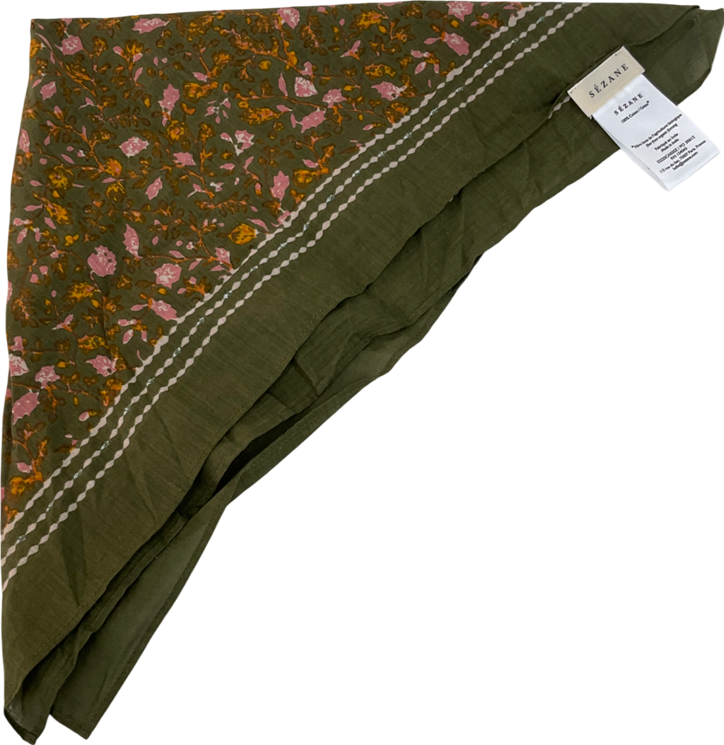 Sezane Green Gaston Square Scarf