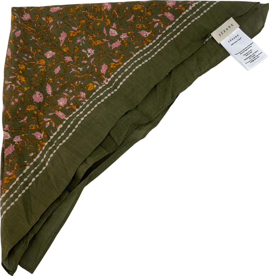 Sezane Green Gaston Square Scarf