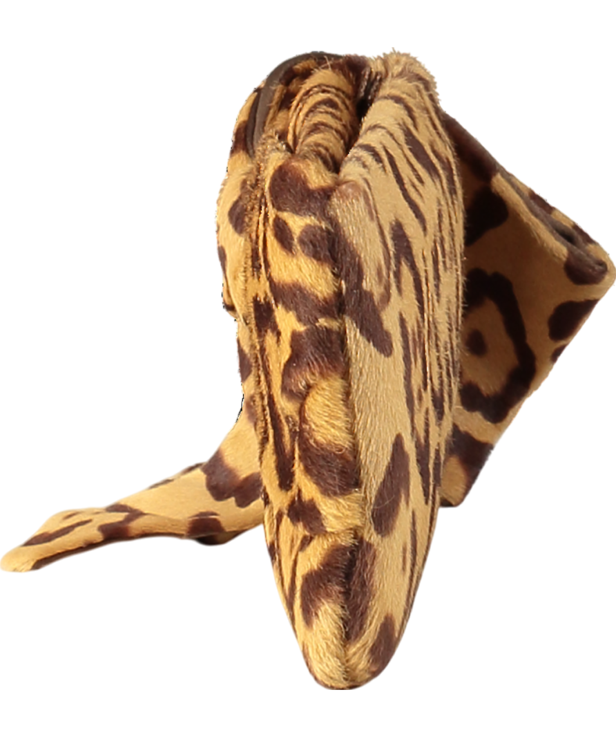 Valentino Brown Leopard Print Pony Hair Bow Clutch Bag