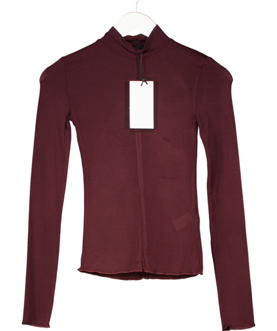 ZARA Purple High Neck Burgundy Long Sleeve UK S