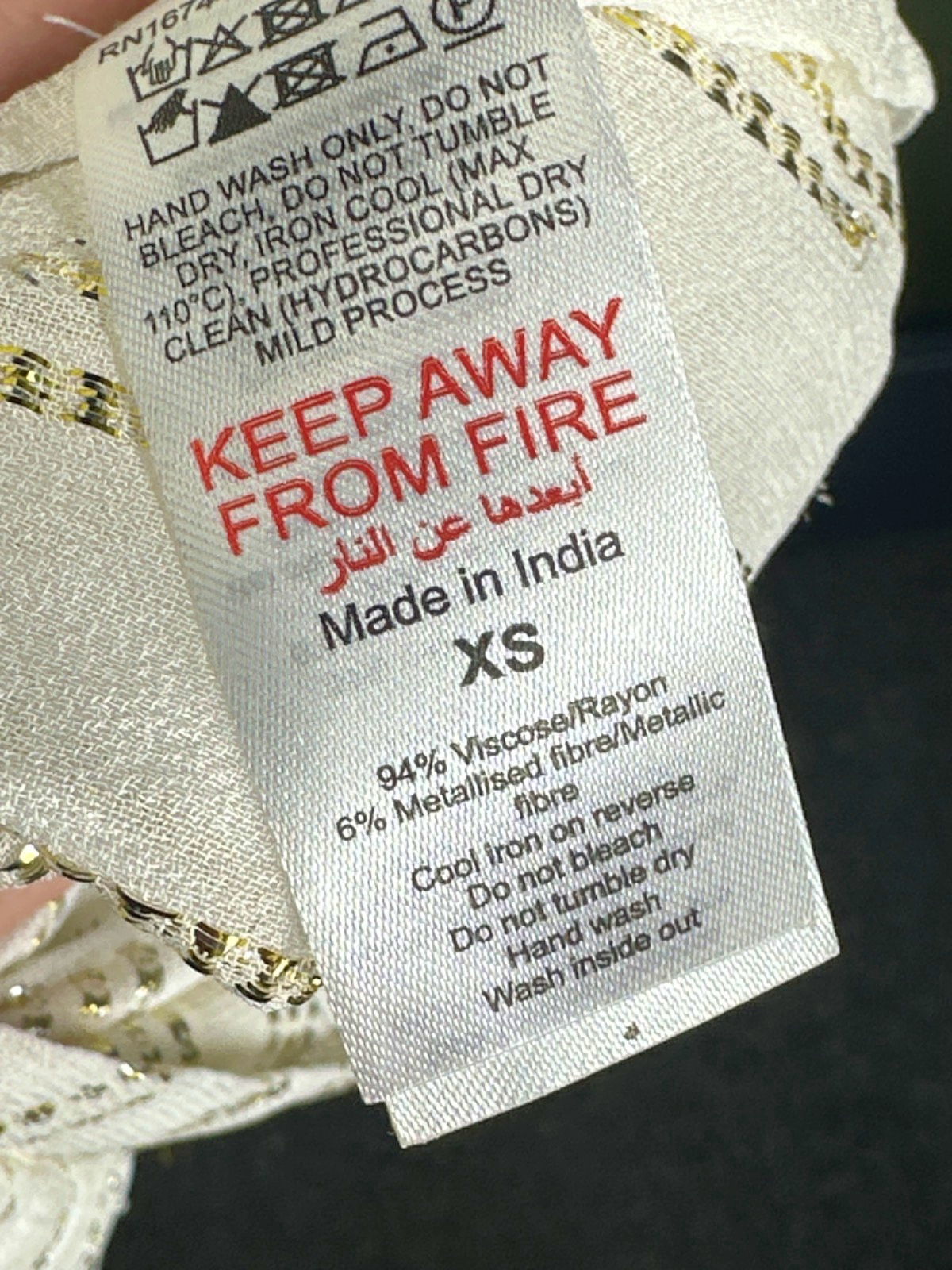 Karen Millen Ivory Fringed Viscose Metallic Thread Woven Kimono UK XS