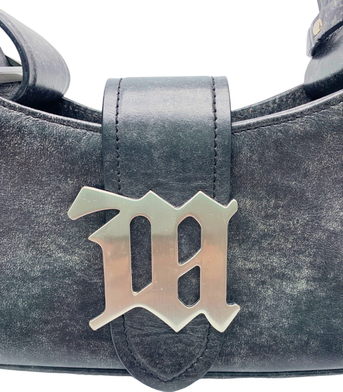 Misbhv Black Leather logo-plaque lshoulder bag