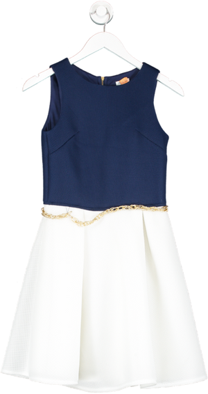 David Charles Blue Block Colour Swing Dress With Chain Detail 14 Years
