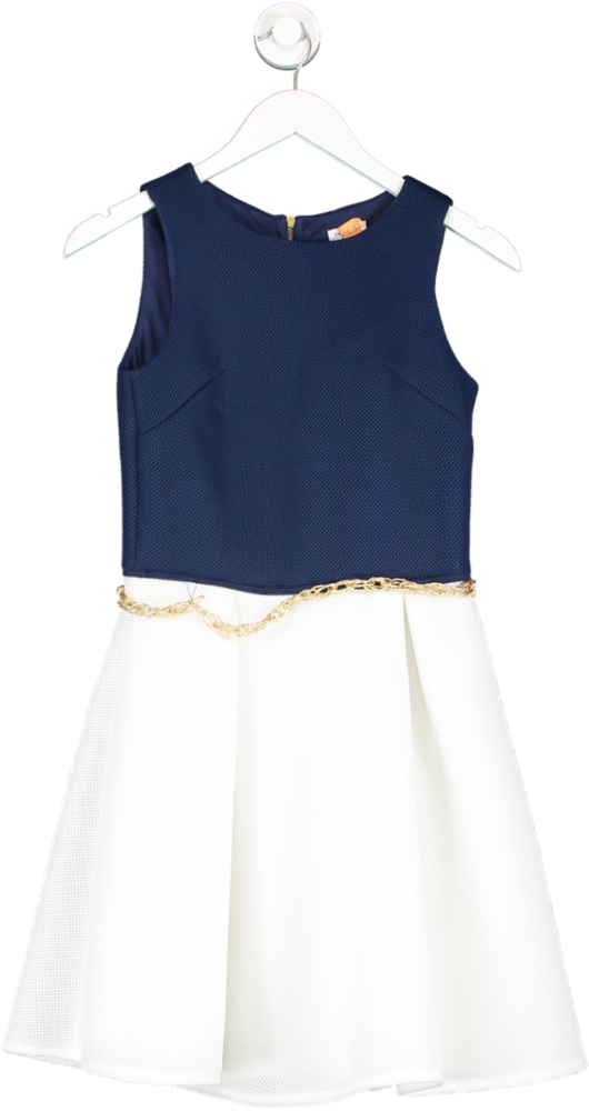 David Charles Blue Block Colour Swing Dress With Chain Detail 14 Years