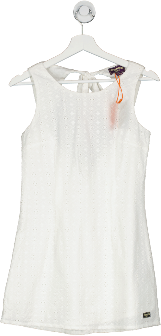 Superdry White Vintage Broderie Mini Dress UK XS