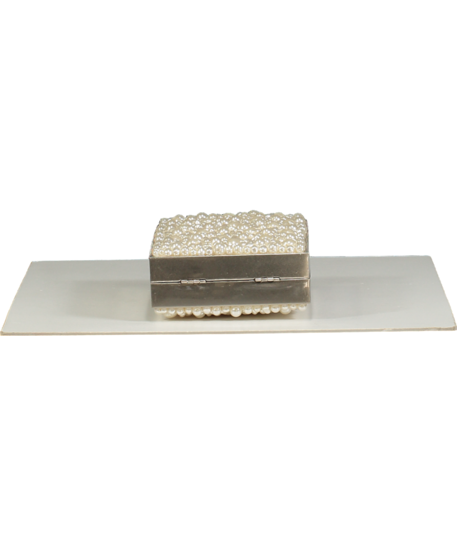 Alice + Olivia Cream Kayla Pearl Embellished Clutch