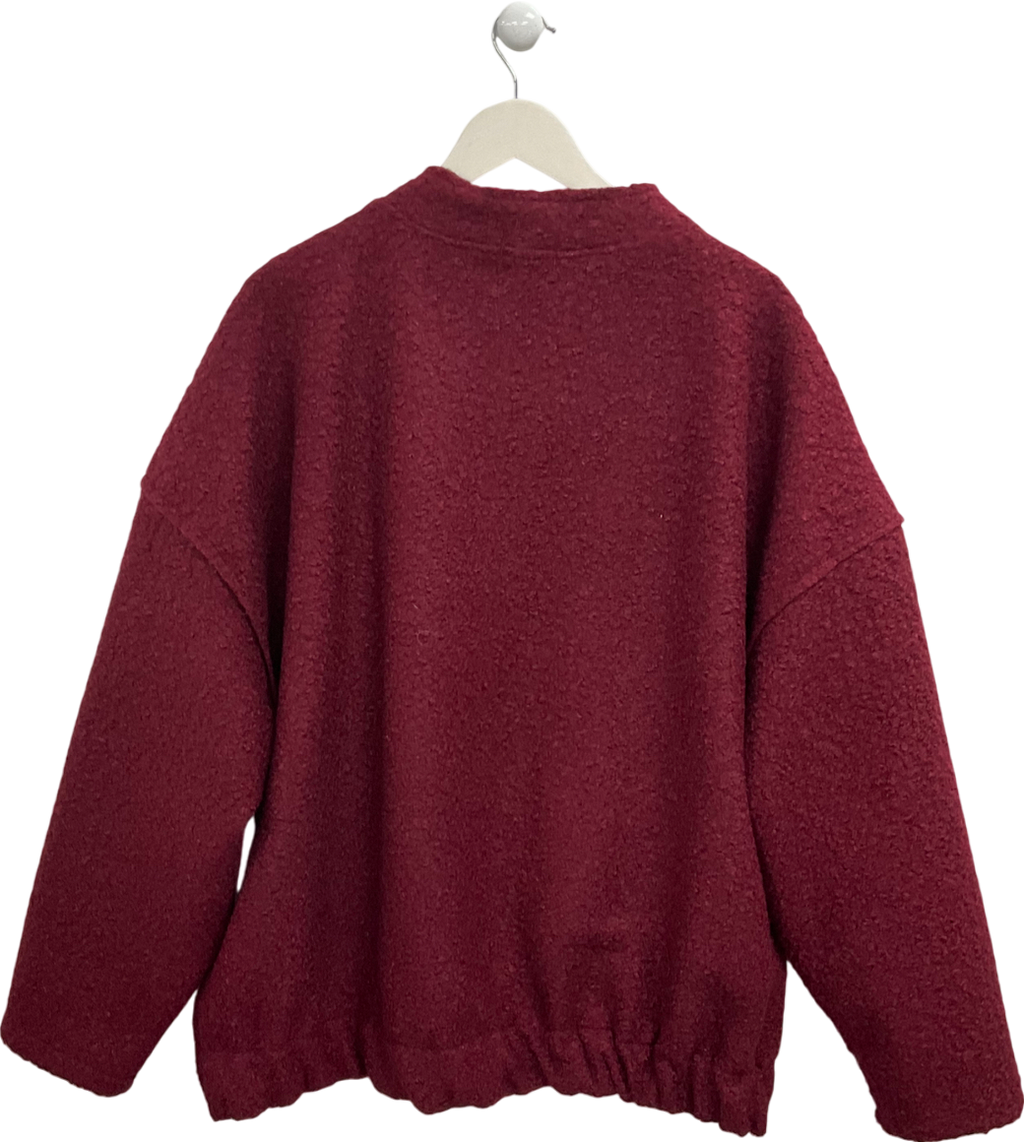 boohoo Red Oversized Wool Look Bomber Jacket UK 16