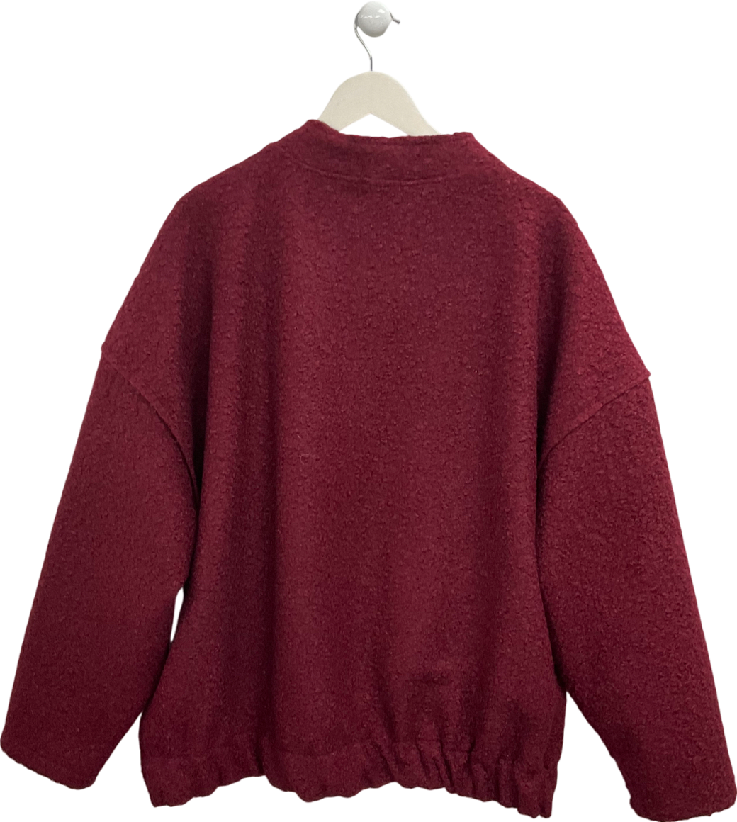 boohoo Red Oversized Wool Look Bomber Jacket UK 16