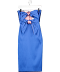 Milly New York Blue Satin Bow-Detail Mini Dress UK 6