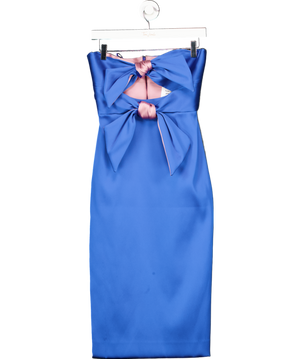 Milly New York Blue Satin Bow-Detail Mini Dress UK 6