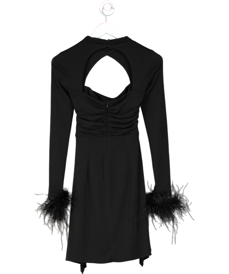 Lou Black Kapil Cutout Draped Mini Dress UK 4