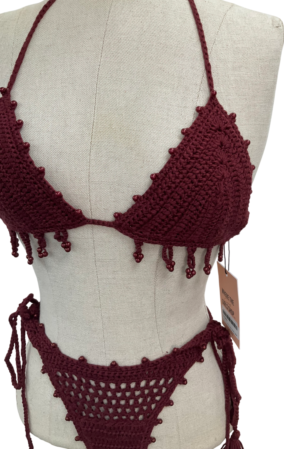 Mars the Label Red The Crochet Bikini - Wine UK S