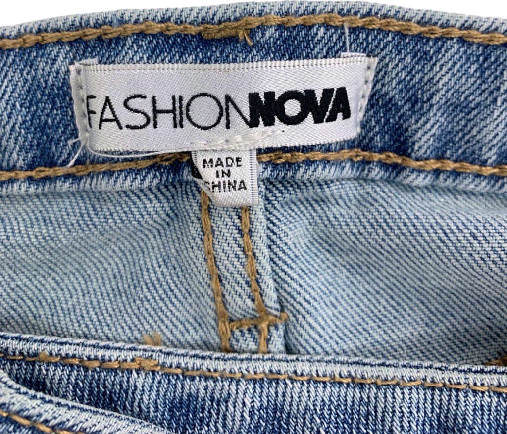 Fashion Nova Blue Patchwork Denim Skirt XS