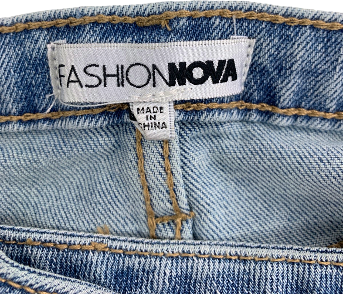 Fashion Nova Blue Patchwork Denim Skirt XS
