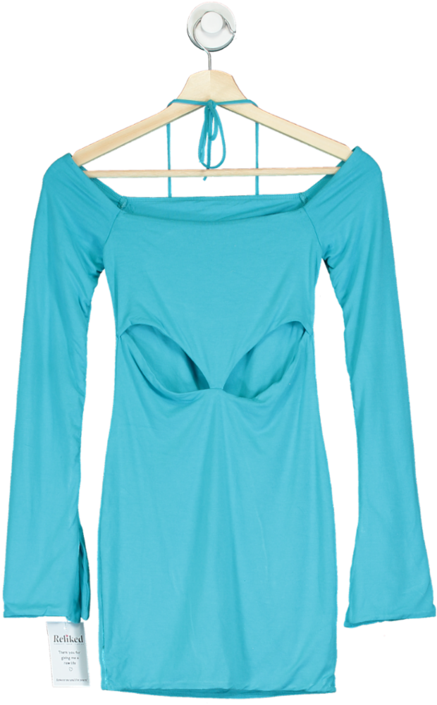 Oh Polly Aqua Long Sleeve Mini Dress UK 8
