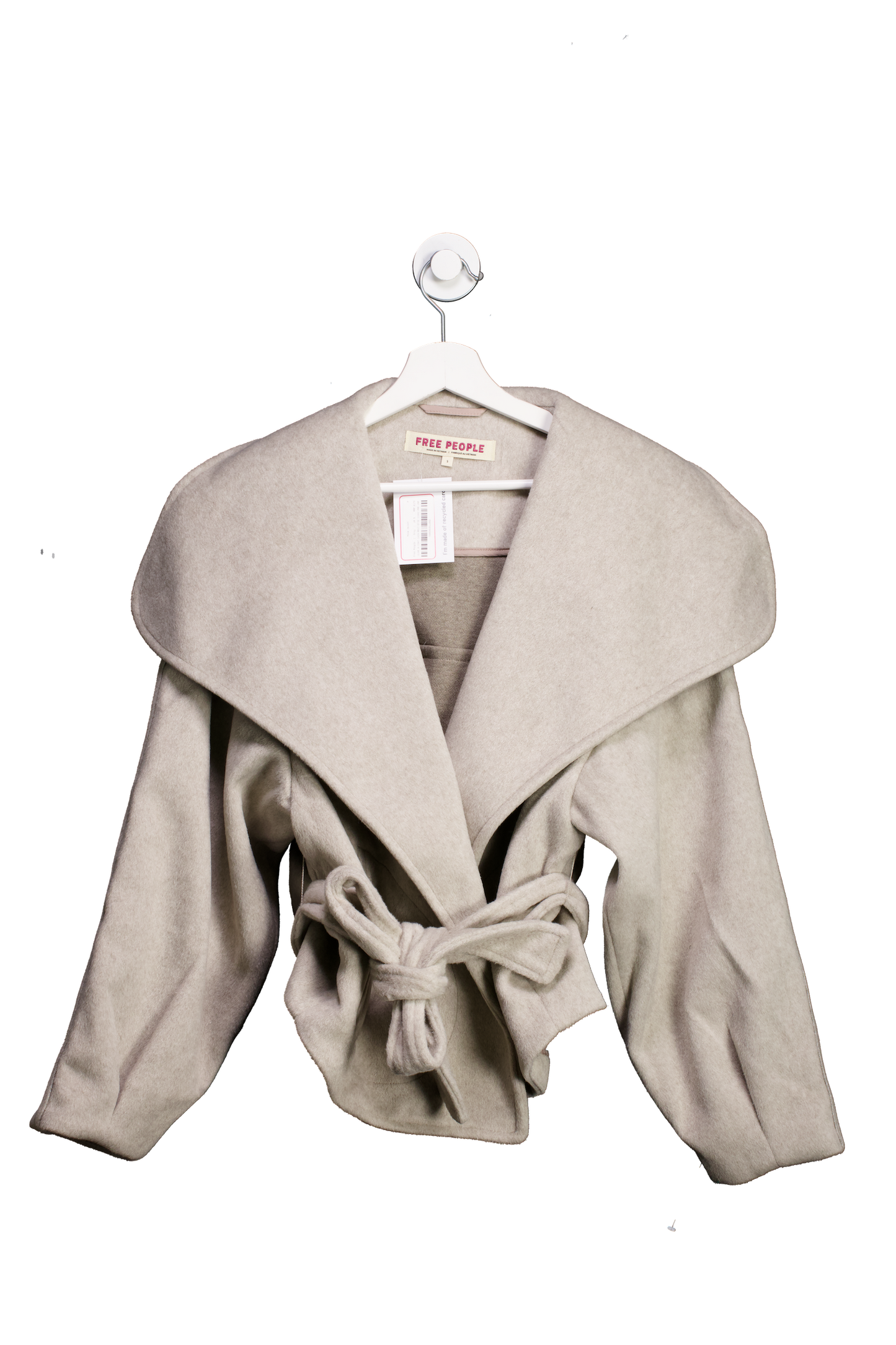 Free People Stone Cashmere-feel Belted Jacket UK XS