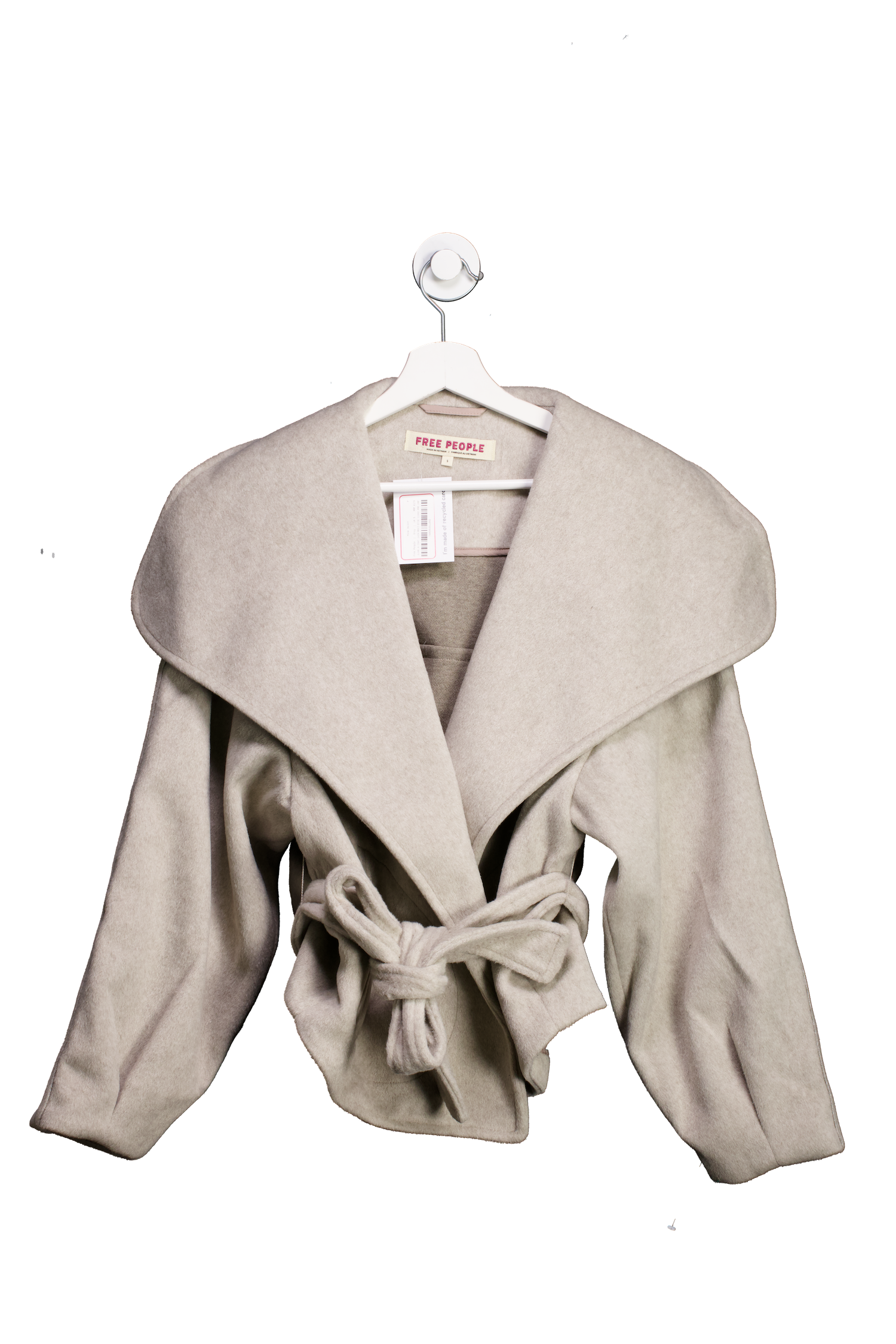 Free People Stone Cashmere-feel Belted Jacket UK M