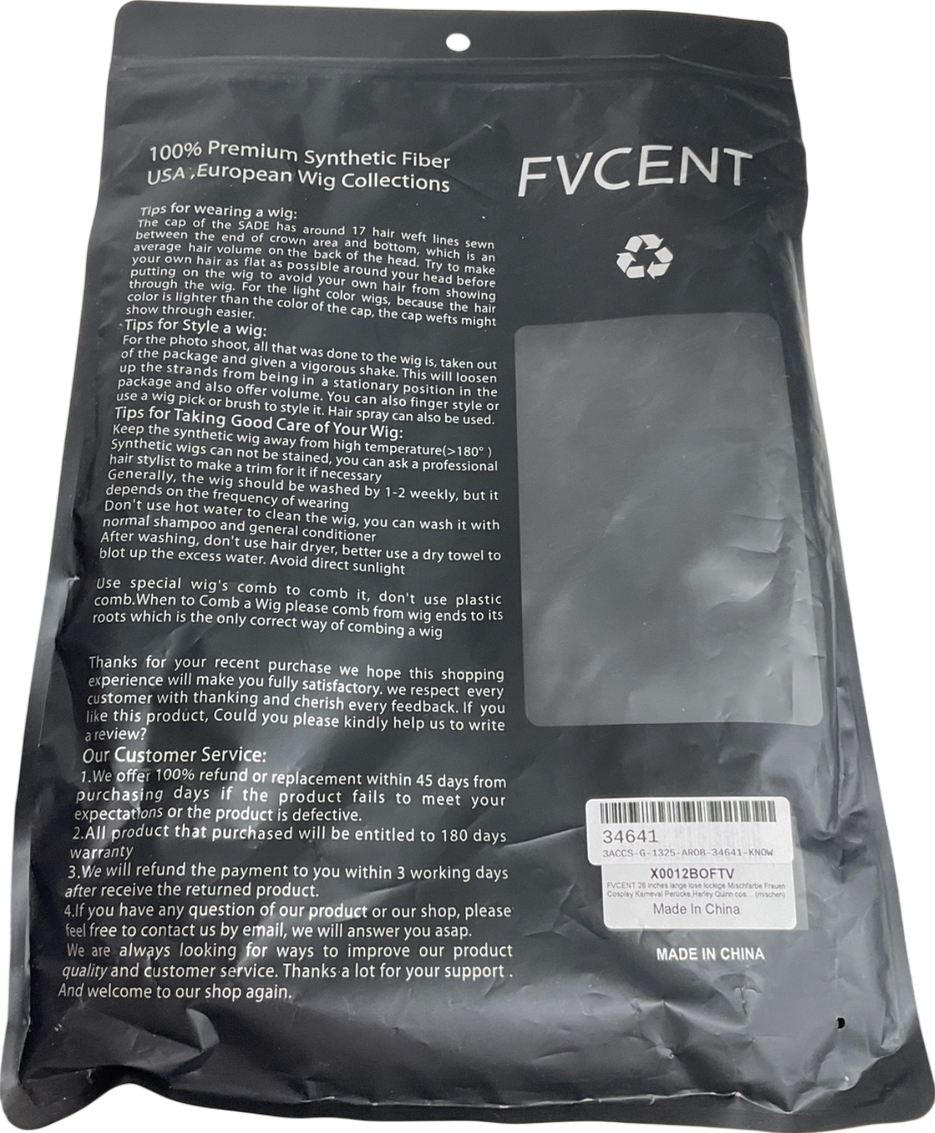 fvcent White 26 Inches Long Loose Curly Mixed Color Women's Cosplay Carnival Wig,harley Quinn One Size