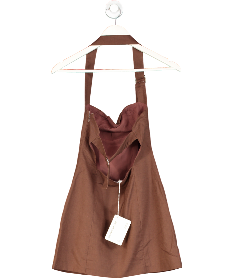 Peppermayo Brown Juliana Linen Mini Dress UK 6