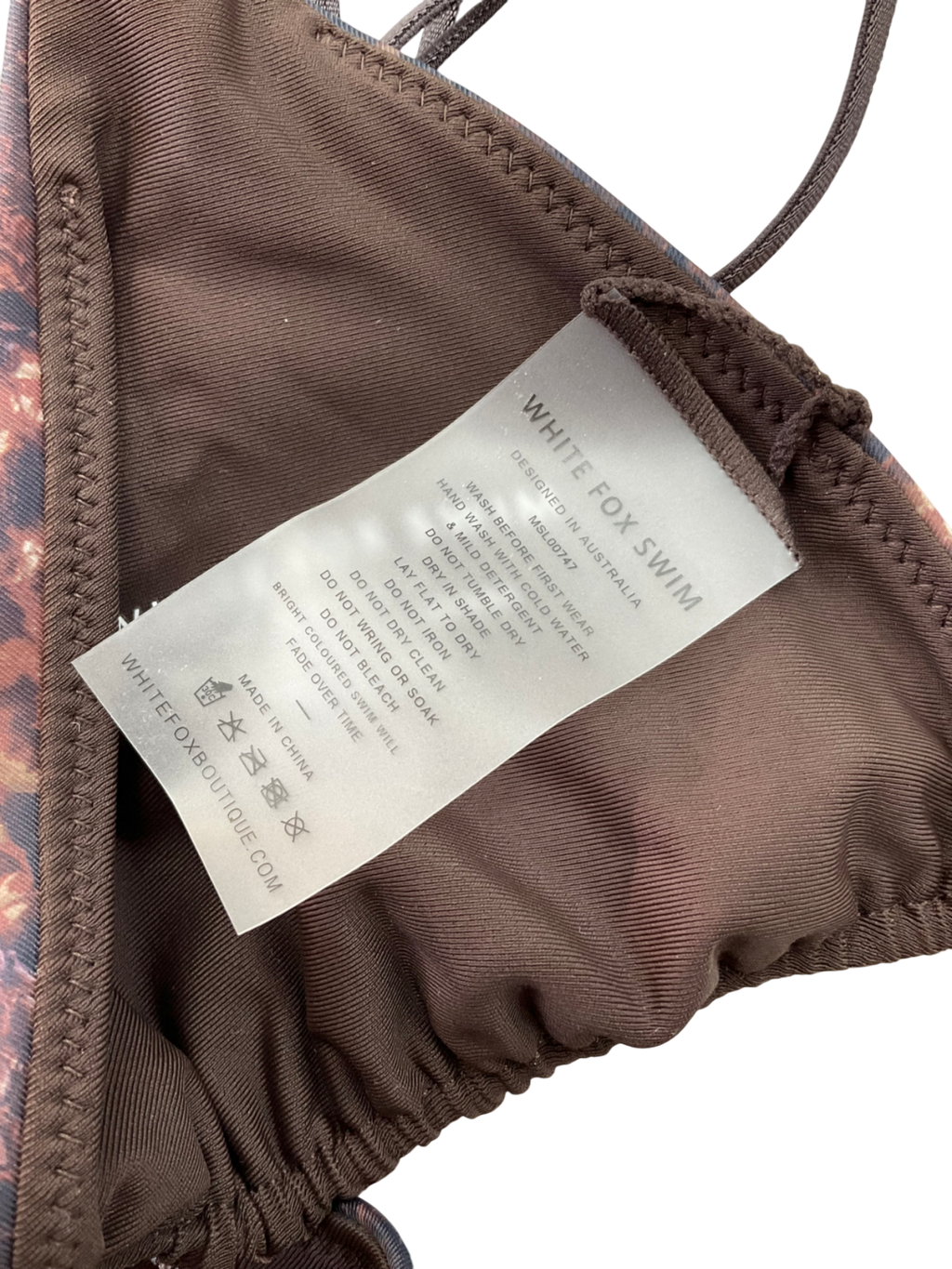 White Fox Brown Snaked Skin Bikini Set UK S