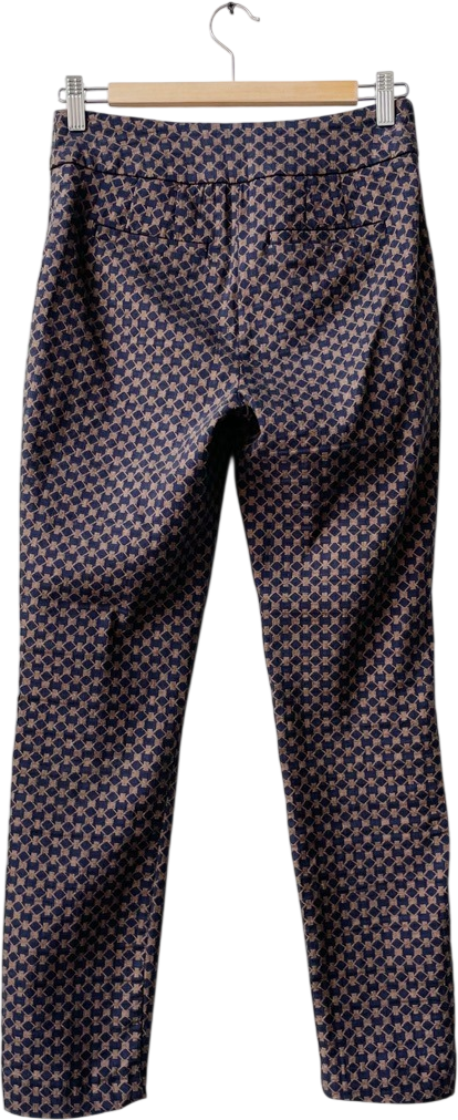 Phase Eight Brown  / Navy Geometric Jaquard Trousers UK 10