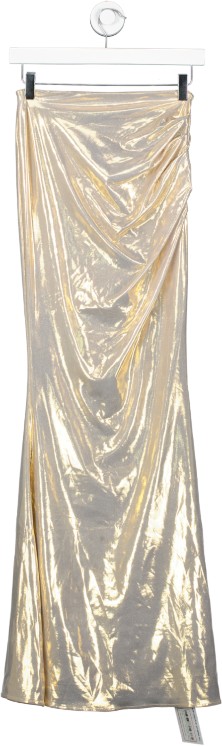 Oh Polly Zahra  Mid Rise Metallic Jersey Gown Skirt UK 8