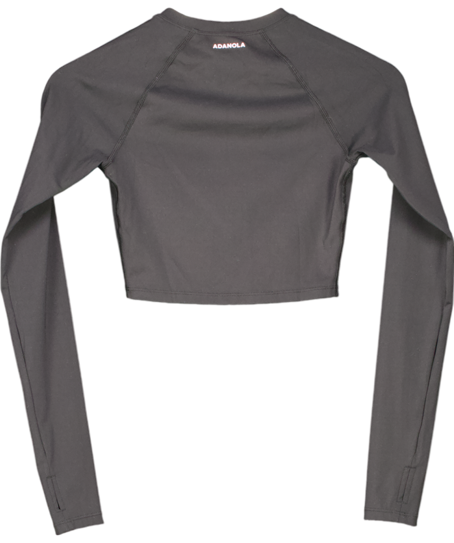Adanola Black Long Sleeve Cropped Stretch Woven T-shirt UK XS