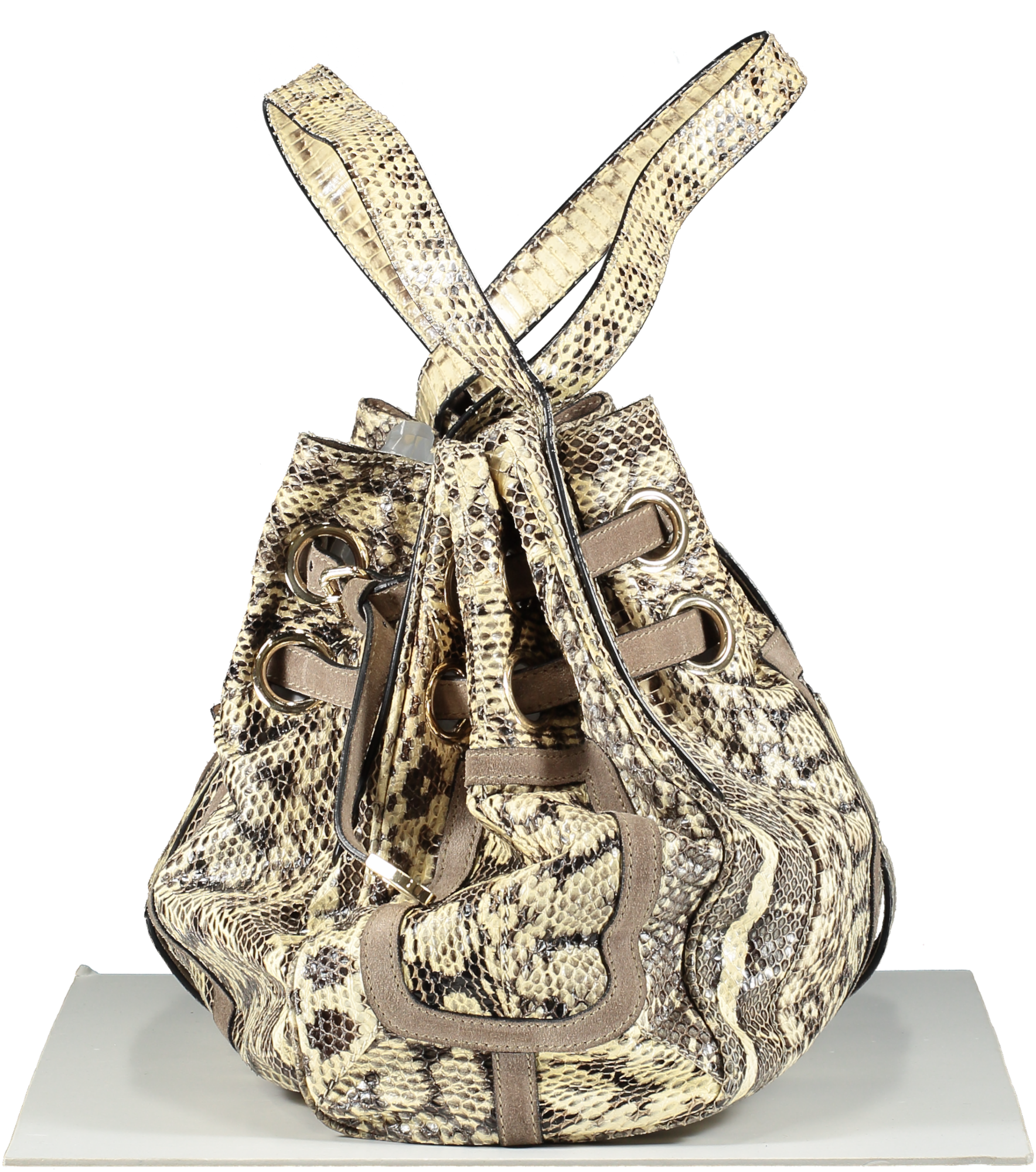 Jimmy Choo Beige Riki Snakeskin Hobo Handbag