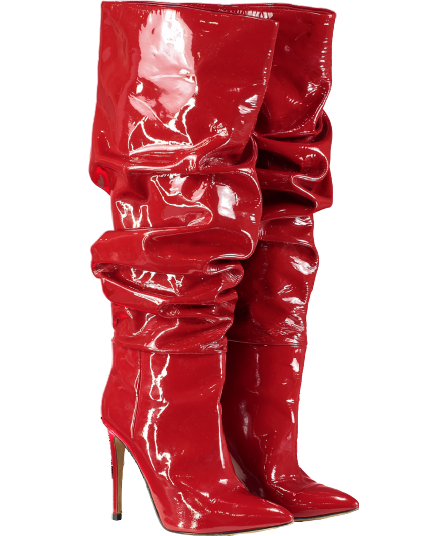 Paris Texas Red 110mm Patent-leather Slouchy Boots UK 7 EU 40 👠