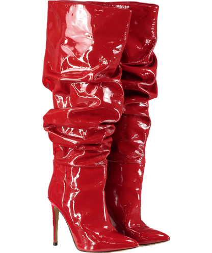 Paris Texas Red 110mm Patent-leather Slouchy Boots UK 7 EU 40 👠