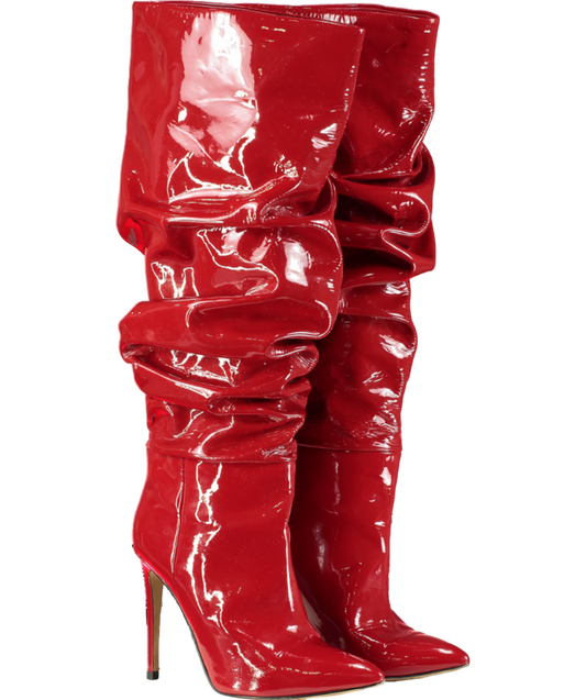 Paris Texas Red 110mm Patent-leather Slouchy Boots UK 7 EU 40 👠