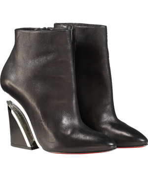 Christian Louboutin Black Levitibootie Calf Leather Wedge Heel Boots - Rare UK 4 EU 37