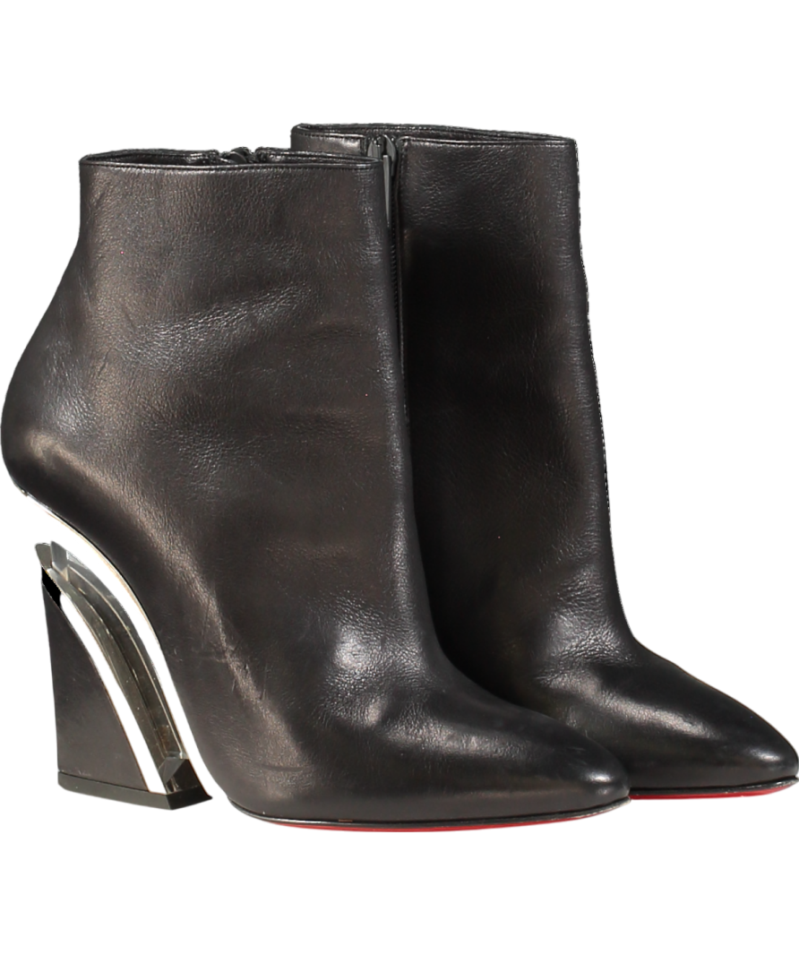 Christian Louboutin Black Levitibootie Calf Leather Wedge Heel Boots - Rare UK 4 EU 37 👠