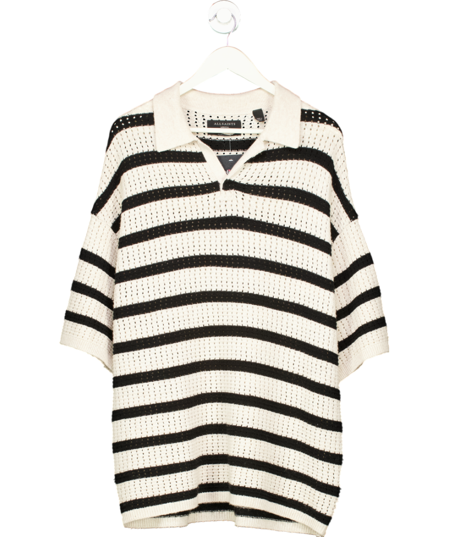 All Saints Beige Oversized Polo Knit UK M