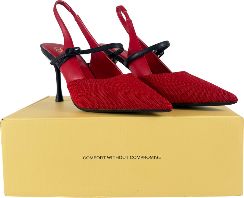 Cosy island Red Strikestep Elegant Stiletto Heeled Slingback UK 4