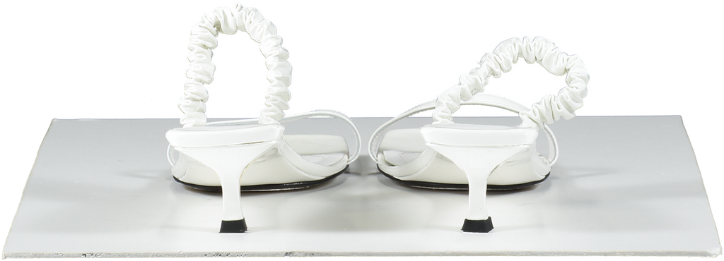 Khaite White Georgia Ruched Pantent leather Sandals UK 7.5 EU 40.5 👠