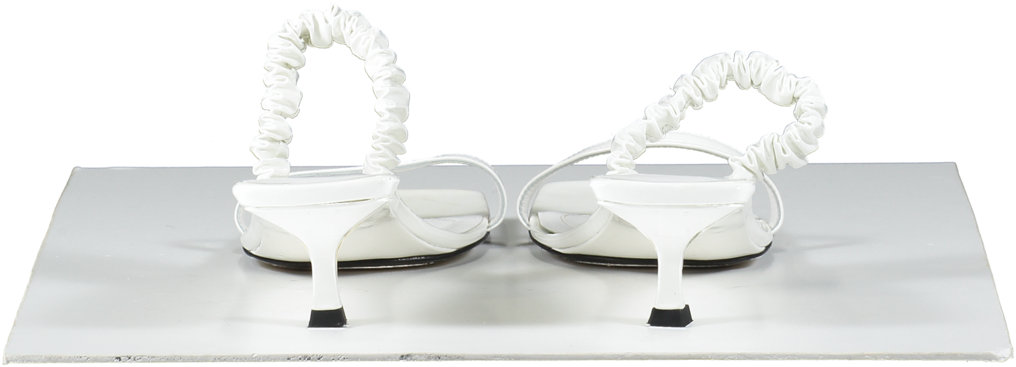 Khaite White Georgia Ruched Pantent leather Sandals UK 7.5 EU 40.5 👠