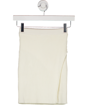 PRETTY LAVISH Cream Lakelyn Wrap Mini Knit Skirt UK XS