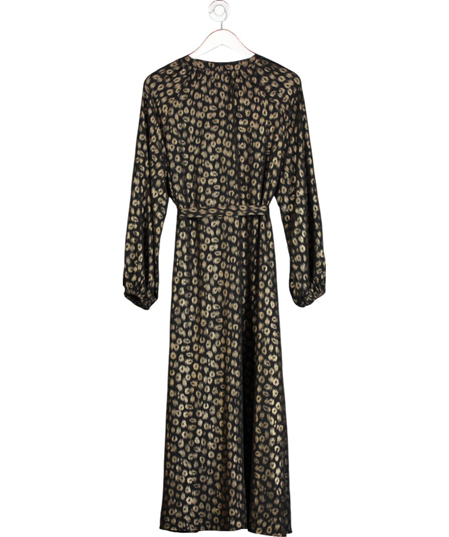 ELEVEN LOVES Black Leopard Print Shirt Dress (black/gold) UK 12