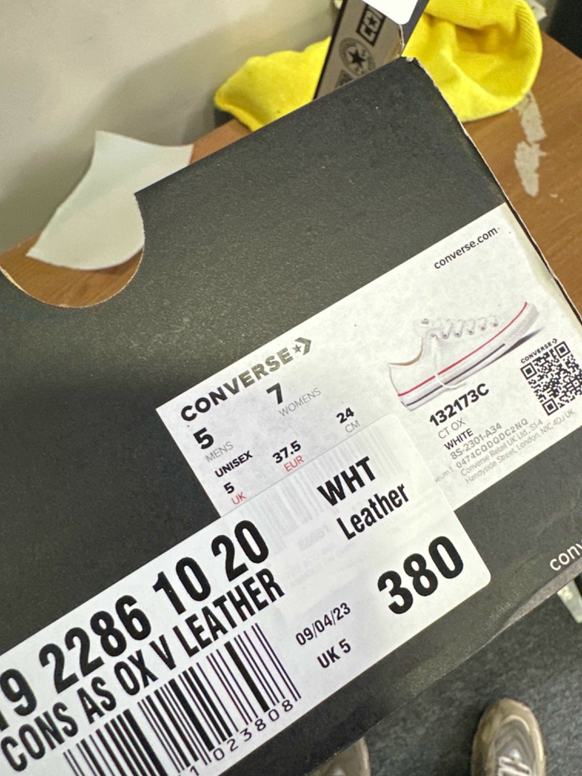 Converse White Chuck Taylor All Star Ox All Leather Trainers UK 5