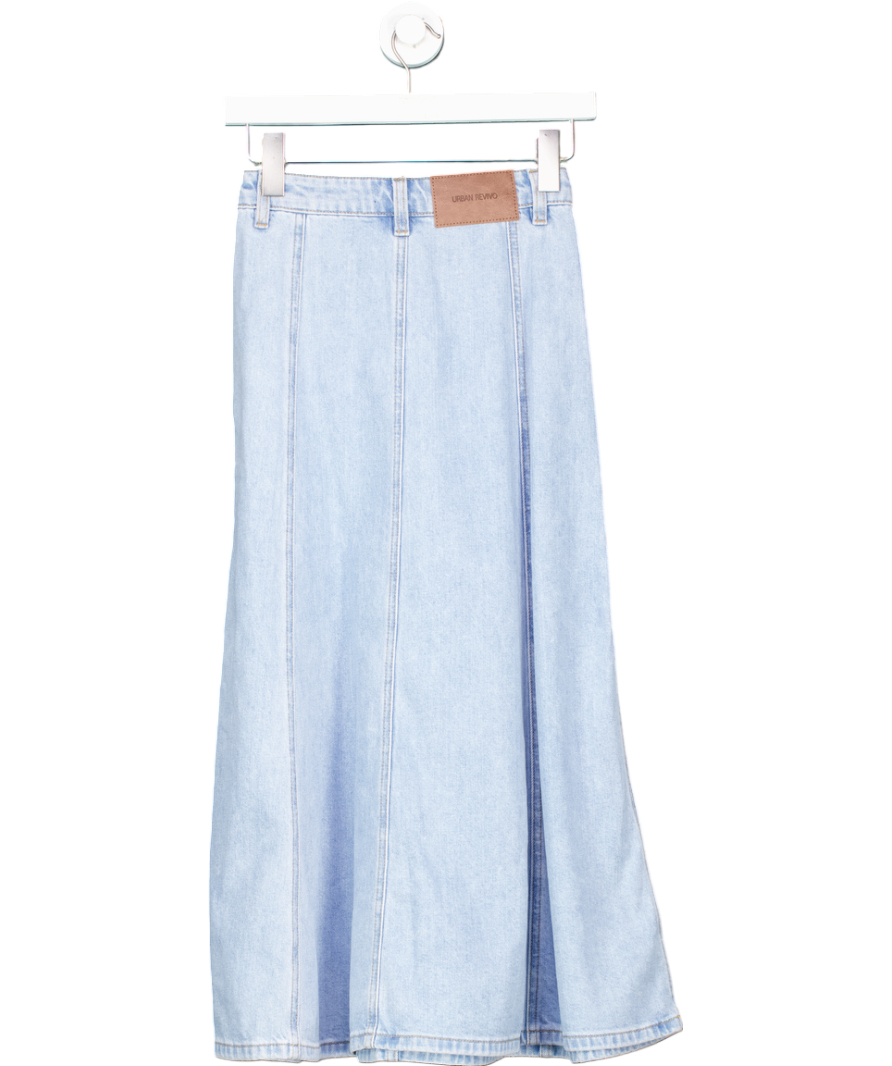 Urban Revivo Blue Regular Denim Midi Skirt UK XXS