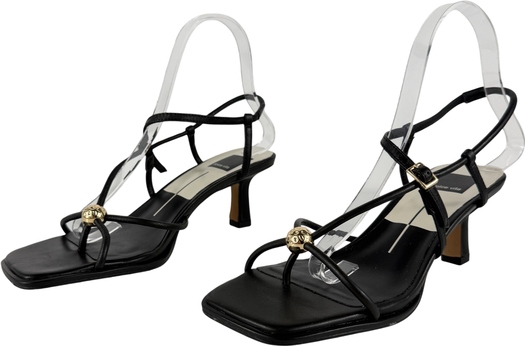DOLCE VITA Black Mylee Strappy Kitten Heels UK 4 EU 37