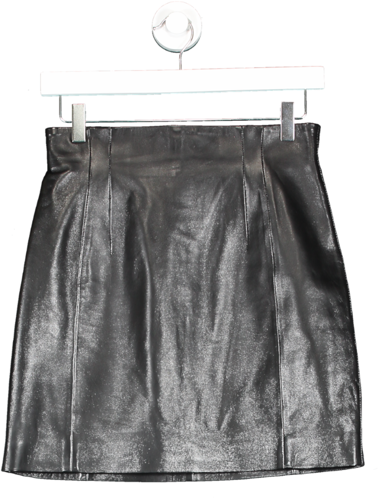& Other Stories Black Leather Mini Skirt UK 8