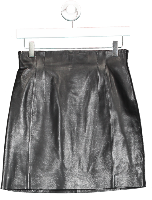 & Other Stories Black Leather Mini Skirt UK 8
