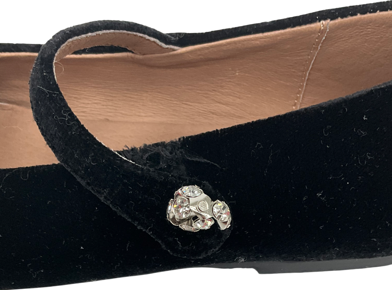 Age of Innocence Black Velvet Pumps With Dimante Detail UK 12.5 EU 31 👼