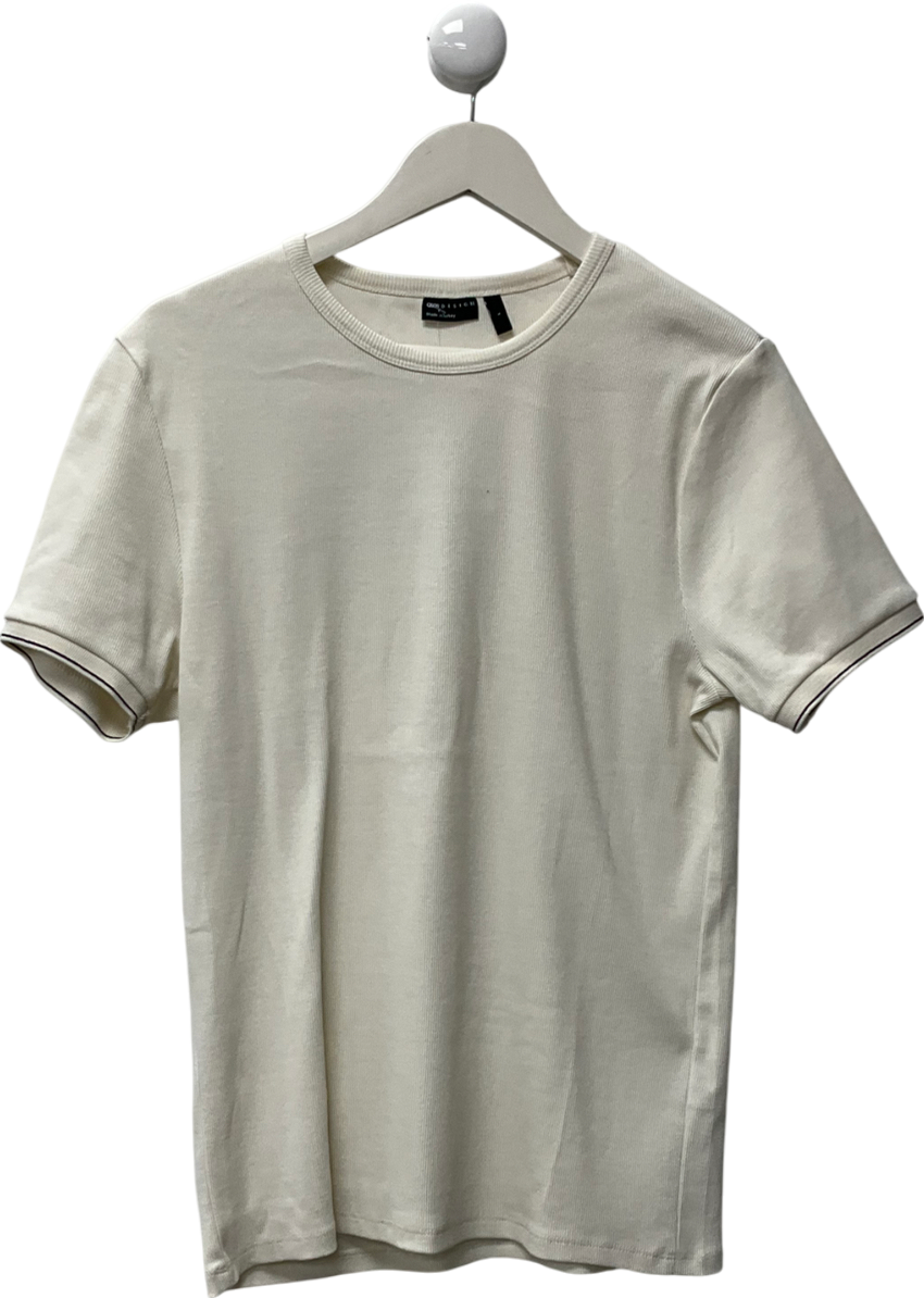 ASOS Cream T-shirt With Black Detailing On The Sleeve UK L