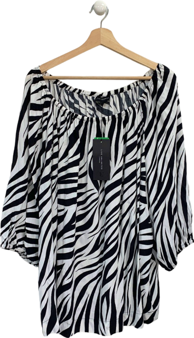 Live Unlimited Black and White Zebra Print Bardot Top UK 22