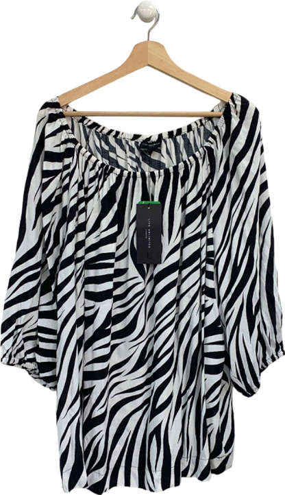 Live Unlimited Black and White Zebra Print Bardot Top UK 22